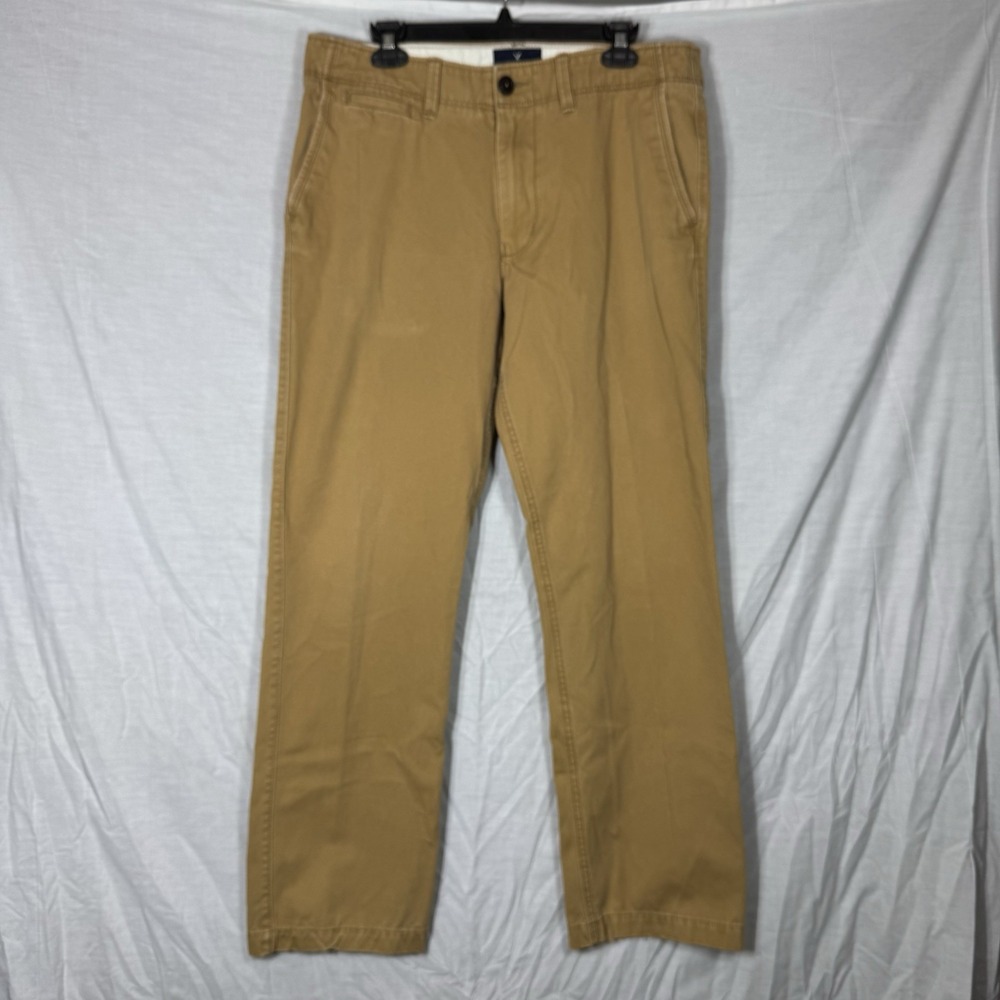 American Eagle Men's‎ 33x32 Camel Khaki Relaxed Straight Chino Pants